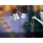 Lampă solară metal argintiu-gri, negru, plastic transparent, comutator glisant, IP44, stropitoare, LED-uri pâlpâie, Lxlxh: 300x170x1120mm, inclusiv 80x LED 0.06W 3V, 4500K - imagine 5