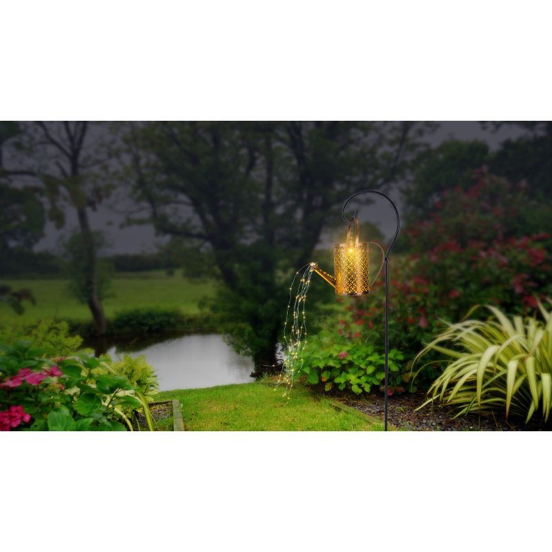 solar-336523-g27898-5 Lampă solară Metal negru mat, plastic negru mat, metal auriu, plastic transparent, presostat, IP44, LxlxH: 260x126x850mm, dimensiuni udato: 26x12.6x17.2 cm, inclusiv 37x LED 0,06 W 3,2 V, 3000 K - imagine 1