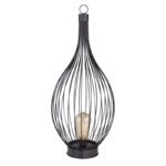 Lampa solară metal negru, chihlimbar din plastic, lanternă în interior cu LED filament, IP44, întrerupător, D: 250, H: 570, incl. 1xLED 0.06W 3V, 3000K - imagine 4
