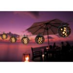 Ghirlanda luminos solar din plastic negru,  plastic alb, efect de flacara, cablu 2m, distanță intre  lumini 30 cm, IP44, comutator, LxLxH: 4100x70x70, incl. 98xLED 0.1W 3V, 1700K - imagine 2
