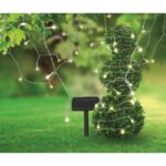 Ghirlanda de lumina cu incarcare Solara, Plastic negru, transparent, inclusiv 50xLED 0,06W 3,2V, alb,panou solar, LED, IP44, L: 3m, 15cm distanta intre LED-uri - imagine 3