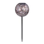 Lampa solară metal  antic argintiu, negru, tepus pamant bila decorativa, IP44, D. 185, H: 540, inclusiv 1xLED 0,06W 3V 3000K. - imagine 3
