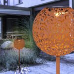 Lampa solară metal ruginiu colorată cu negru, tepus pamant ,bila decorativa, IP44, D. 185, H :. 540, inclusiv 1xLED 0,06W 3V 3000K - imagine 2