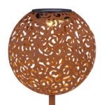 Lampa solară metal ruginiu colorată cu negru, tepus pamant ,bila decorativa, IP44, D. 185, H :. 540, inclusiv 1xLED 0,06W 3V 3000K - imagine 4