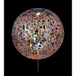 Lampa solară metal  antic argintiuă cu negru, tepus pamant ,bila decorativa, IP44, D. 285, H: 400, inclusiv 1xLED 0,12W 3V 3000K. - imagine 4