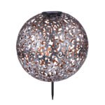 Lampa solară metal  antic argintiuă cu negru, tepus pamant ,bila decorativa, IP44, D. 285, H: 400, inclusiv 1xLED 0,12W 3V 3000K. - imagine 5