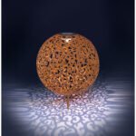 Lampa solară metal ruginiu colorată cu negru, tepus pamant ,bila decorativa, IP44, D. 285, H: 400, inclusiv 1xLED 0,12W 3V 3000K. - imagine 2
