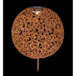Lampa solară metal ruginiu colorată cu negru, tepus pamant ,bila decorativa, IP44, D. 285, H: 400, inclusiv 1xLED 0,12W 3V 3000K. - imagine 3