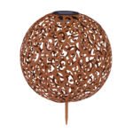 Lampa solară metal ruginiu colorată cu negru, tepus pamant ,bila decorativa, IP44, D. 285, H: 400, inclusiv 1xLED 0,12W 3V 3000K. - imagine 4
