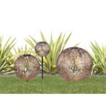 Lampa solară metal  antic argintiu cu negru, tepus pamant ,bila decorativa, IP44, D. 400, H: 500, inclusiv 1xLED 0,12W 3V 3000K. - imagine 2