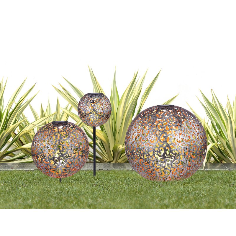 solar-33745-g24440-5 Lampa solară metal antic argintiu cu negru, tepus pamant ,bila decorativa, IP44, D. 400, H: 500, inclusiv 1xLED 0,12W 3V 3000K. - imagine 1
