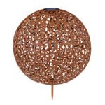 Lampa solară metal ruginiu colorată cu negru, tepus pamant ,bila decorativaa, IP44, D. 400, H: 500, inclusiv 1xLED 0,12W 3V 3000K. - imagine 4