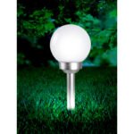 Lampa Solara din plastic argintiu metalizat,plastic alb , IP44, D. 150, H. 430, inclusiv 2xLED 0,06W 3,2V, ~7000K - imagine 3