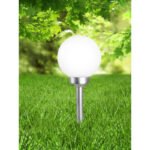 Lampa Solara din plastic argintiu metalizat,plastic alb , IP44, D. 200, H :. 620, inclusiv 4xLED 0,06W 3,2V, alb - imagine 3
