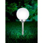 Lampa Solara din plastic argintiu metalizat,plastic alb , IP44, D. 250, H :. 680, inclusiv 4xLED 0,06W 3,2V, alb - imagine 4