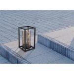 Lampă solară metal negru, acril fumuriu, cadru metalic în interior cu cilindru și lanț de lumini, IP44, întrerupător, LxLxH:140x140x250, incl. 30xLED 0.06W 3V, 3000K - imagine 3