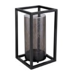 Lampă solară metal negru, acril fumuriu, cadru metalic în interior cu cilindru și lanț de lumini, IP44, întrerupător, LxLxH:140x140x250, incl. 30xLED 0.06W 3V, 3000K - imagine 5