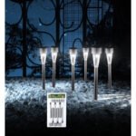 Lampă solară din oțel inoxidabil, plastic transparent, set de 6 buc, IP44, D: 47, H :. 350, inclusiv 1xLED 0,06W 3,2V, alb - imagine 2