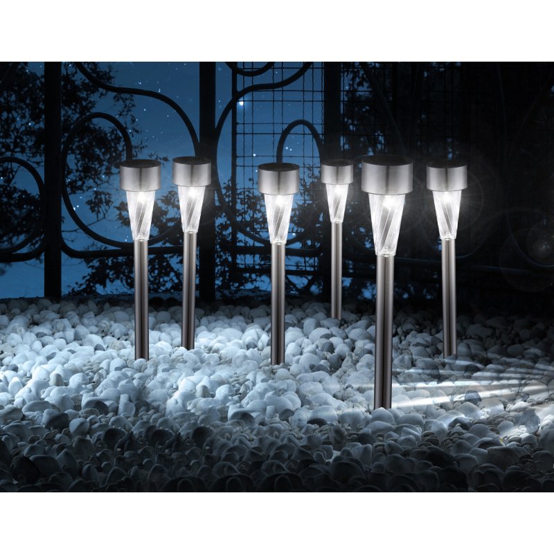 solar-3387-36-g15287-5 Lampă solară din oțel inoxidabil, plastic transparent, set de 36 buc, IP44, D: 47, H :. 350, inclusiv 1xLED, alb 0,06W 3,2V - imagine 1