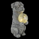 Lumină solară plastic gri mat, sferă de sticlă transparentă crackle, buton, IP44, câine, LxLxA: 175x130x290mm, incl. LED 0.024W 3V, 3000K - imagine 3