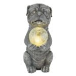 Lumină solară plastic gri mat, sferă de sticlă transparentă crackle, buton, IP44, câine, LxLxA: 175x130x290mm, incl. LED 0.024W 3V, 3000K - imagine 5