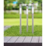 Lampa Solara din oțel inoxidabil, plastic, transparent, set de 3buc, IP44, D: 50, H :700, inclusiv 1xLED 0,06W 3,2V, alb