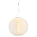 Lumină solară plastic alb, oțel inoxidabil, plastic alb, cablu PVC alb, comutator glisant, IP44, felinar suspendat, ø: 300mm, H: 550mm, incl. LED 0.06W 3V, 2700K