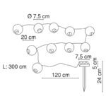 Lampă solară colorată din plastic, negru, IP44, ø: 75mm, lungime cablu 1200mm, distanță între LED-uri 200mm, lungime cablu de alimentare 1200mm, inclusiv 10x LED 0.06W 3.2V, alb - imagine 3
