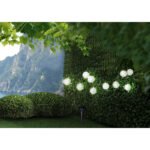 Lampă solară plastic alb, plastic negru, IP44, ø: 75mm, distanță între LED-uri 200mm, lungime cablu de alimentare 1200mm, inclusiv 10x LED 0.06W 3.2V, alb
