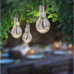 Lampa solară din oțel inoxidabil , sticla bec clar pentru agățat, display  de 12buc , IP44, switch-uri, D. 90, H: 175, inclusiv 5xLED 0,06W 3,2V 2700K.