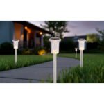 Lumină solară din oțel inoxidabil, plastic negru mat, transparent cu efect de cristal, comutator glisant, IP44, ø: 54mm, H: 330mm, număr de seturi 4pcs, incl. LED 0.06W 1.2V, ieșire 4lm, 3500K - imagine 2
