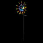 Lumină solară metal negru mat, plastic negru mat, metal colorat, comutator glisant, IP44, păun pe țepușă la sol, cu roată de vânt, LxWxH: 380x250x1200mm, incl. LED 0.06W 3V, 3000K - imagine 4