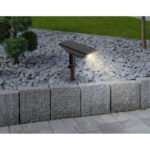 Lumină solară, plastic negru mat/transparent, comutator cu buton, mobil, Conul de lumină reglabil cu cursorul, cu vârf de sol sau pentru montare pe perete, IP44, LxLxA:158x94x280mm, LED 1W 3V, sursă 60lm, 60lm ieșire, 3000K - imagine 2
