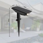 Lumină solară, plastic negru mat/transparent, comutator cu buton, mobil, Conul de lumină reglabil cu cursorul, cu vârf de sol sau pentru montare pe perete, IP44, LxLxA:158x94x280mm, LED 1W 3V, sursă 60lm, 60lm ieșire, 3000K - imagine 6