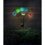 Lampă solară din oțel inoxidabil, plastic negru mat, transparent, întrerupător glisant, schimbare de culoare RGB, IP44, H: 700mm, incl. 6x LED RGB 0.1W 1.2V - imagine 2