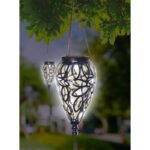 Lampa solară metal negru, plastic negru, transparent, IP44, decor pentru agățat, ø: 135mm, H: 500mm, inclusiv 15x LED 0.06W 3.2V, 3200K - imagine 4