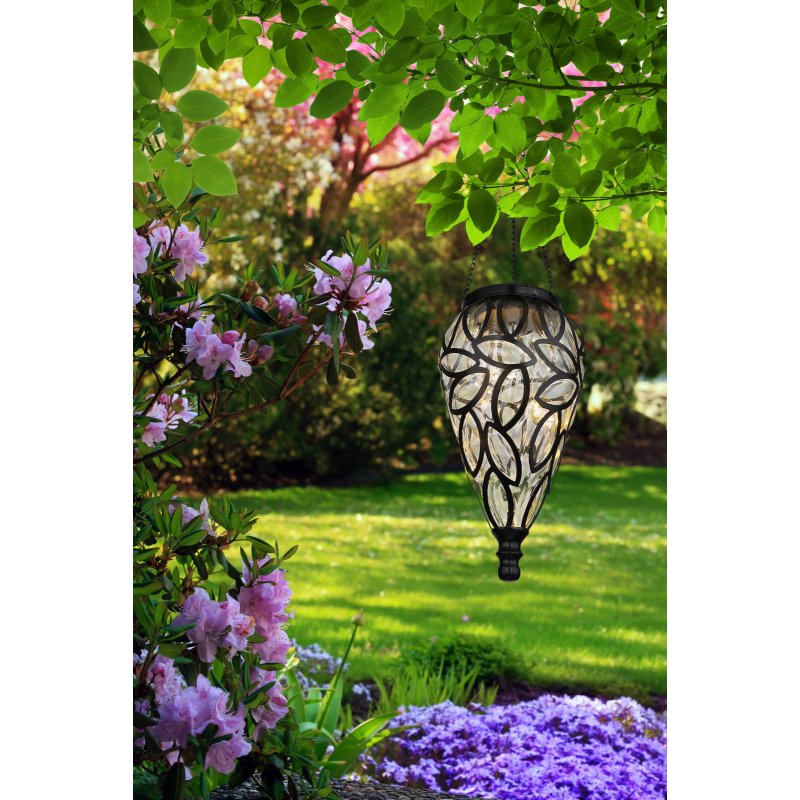 solar-36131-g27483-6 Lampa solară metal negru, plastic negru, transparent, IP44, decor pentru agățat, ø: 135mm, H: 500mm, inclusiv 15x LED 0.06W 3.2V, 3200K - imagine 1