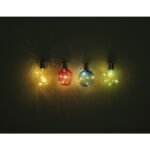 Lumină solară metalică argintie, plastic cromat, comutator glisant, IP44, afișaj de 12, culori: 3 x verde, albastru, violet, transparent fiecare, sferă suspendată, ø:80mm, H:135mm, afișaj mixt, 10x LED 0.06W 3V, 3000K - imagine 5