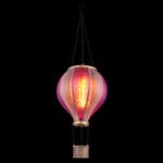 Lumină solară metal negru, patină aurie, plastic roz, satinat, buton, efect de foc, IP44, balon cu aer cald, ø: 140mm, H: 465mm, incl. 20x LED 0.5W 3V, 1600K - imagine 3