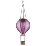 Lumină solară metal negru, patină aurie, plastic roz, satinat, buton, efect de foc, IP44, balon cu aer cald, ø: 140mm, H: 465mm, incl. 20x LED 0.5W 3V, 1600K - imagine 4