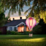 Lumină solară metal negru, patină aurie, plastic roz, satinat, buton, efect de foc, IP44, balon cu aer cald, ø: 140mm, H: 465mm, incl. 20x LED 0.5W 3V, 1600K