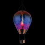 Lumină solară metal negru mat, metal maro mat, plastic negru, sticlă colorată, comutator de presiune, efect de foc, IP44, balon cu aer cald, ø: 250mm, H: 580mm, incl. 24x LED 0.2W 3V, 3000K - imagine 3