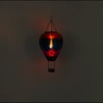 Lumină solară metal negru mat, metal maro mat, plastic negru, sticlă colorată, comutator de presiune, efect de foc, IP44, balon cu aer cald, ø: 250mm, H: 580mm, incl. 24x LED 0.2W 3V, 3000K - imagine 5