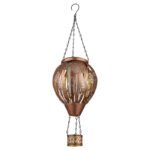 Lumină solară metal maro mat, metal negru mat, metal cupru ștanțate decorative, buton, efect de foc, IP44, balon cu aer cald, ø: 140mm, H: 460mm, incl. 12x LED 0.024W 3V, 1800K - imagine 3