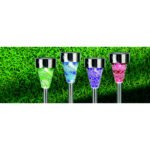 Lampa solară din oțel inoxidabil, mozaic, vârf rotund, display de 12buc , 3 bucăți pe fiecare culoare, IP44, D:73, H:387, inclusiv 1xLED 0.06W 3V, 1lm ieșire , 6000K - imagine 2