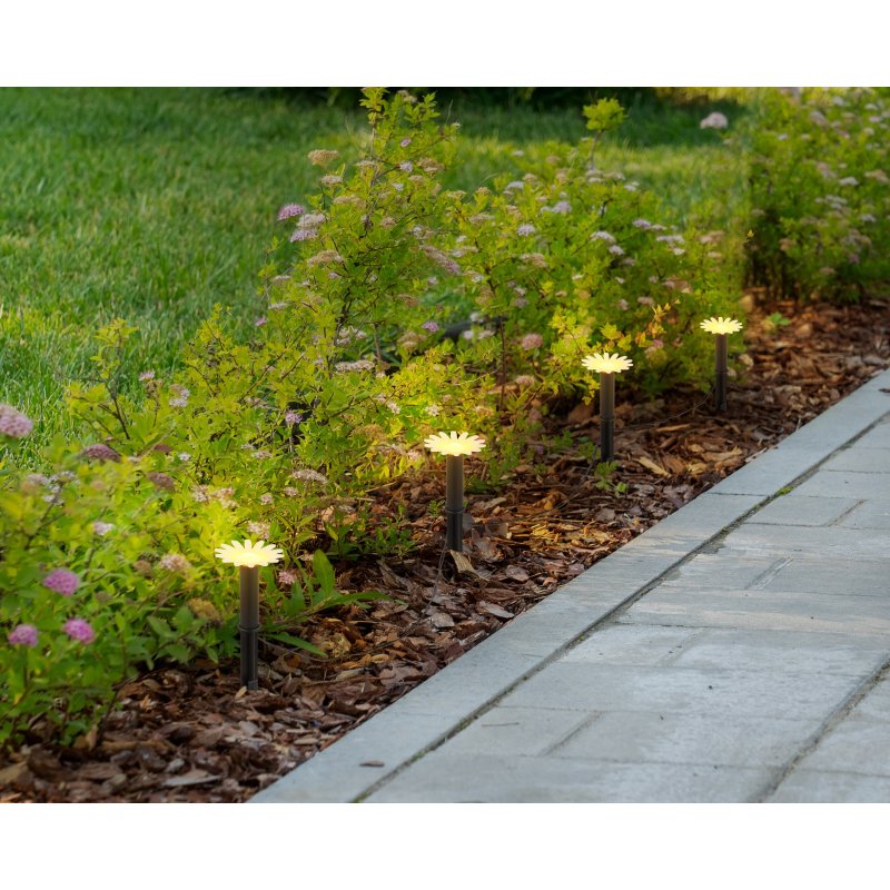 solar-36354-5-g30535-5 Lanț luminos solar din plastic negru mat, plastic alb, galben, comutator de presiune, IP44, LxlxÎ: 2200x48x175mm, Distanță între LED-uri 300mm, 5x LED 0.06W 3V, 2700K - imagine 1