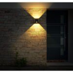Lampă solară plastic negru,transparent, direcția luminii: sus și jos,funcții:con de lumină reglabil, IP54, LxH: 154x99mm, AL: 96mm, inclusiv LED 6W 3.2V, Sursa 70lm,  40lm, 3000K