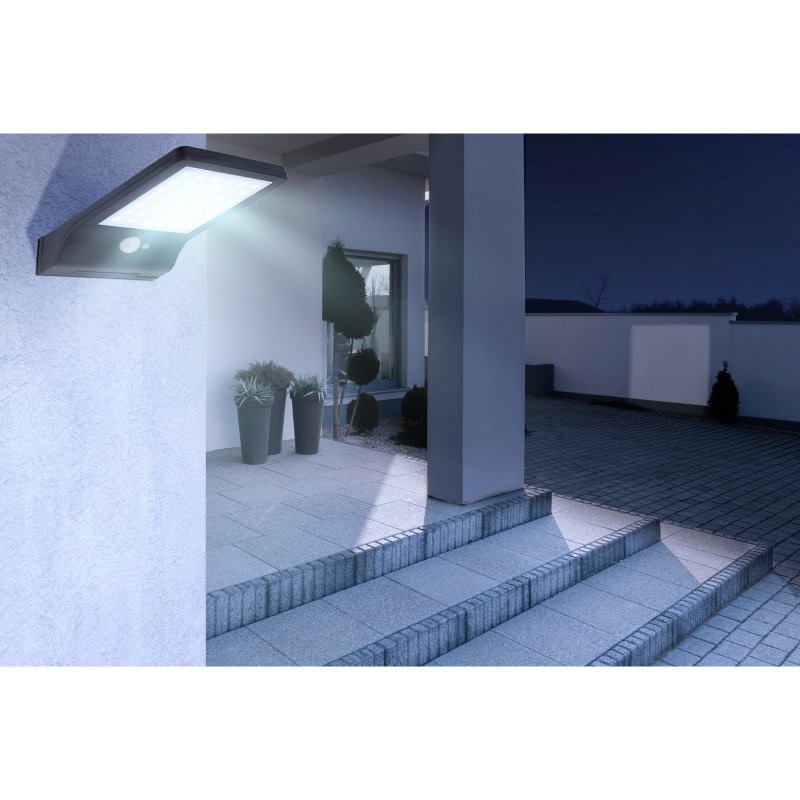 solar-36497-g28770-6 Lumină solară, plastic negru mat/transparent/alb, IP44, LxA:110x30mm,AL:192mm, 42xLED 0.2W 3V 250lm 13000K - imagine 1