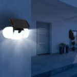Lumină solară din plastic negru mat, policarbonat alb, comutator de presiune, mobil, senzor inclus, IP44, LxA: 279x153mm, AL: 112mm, incl. LED 10W 3.7V, 700lm, 6500K