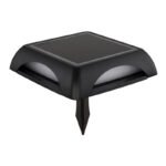 Lumină solară aluminiu turnat sub presiune negru mat, plastic negru/opal, comutator cu buton, comutator în trepte, IP65, poate fi utilizată cu vârf de sol sau ca lumină de perete, LxLxH: 140x140x36mm, incl. LED 1.2W 3.7V, 3000K - imagine 4